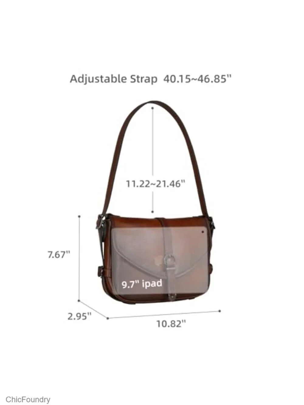 Genuine Leather Crossbody Bag Medium Satchel Purse Adjustable Strap Travel